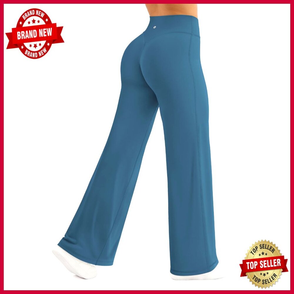 High Waisted Wide Leg Yoga Pants Stretch Soft Active Wear Loose Trousers